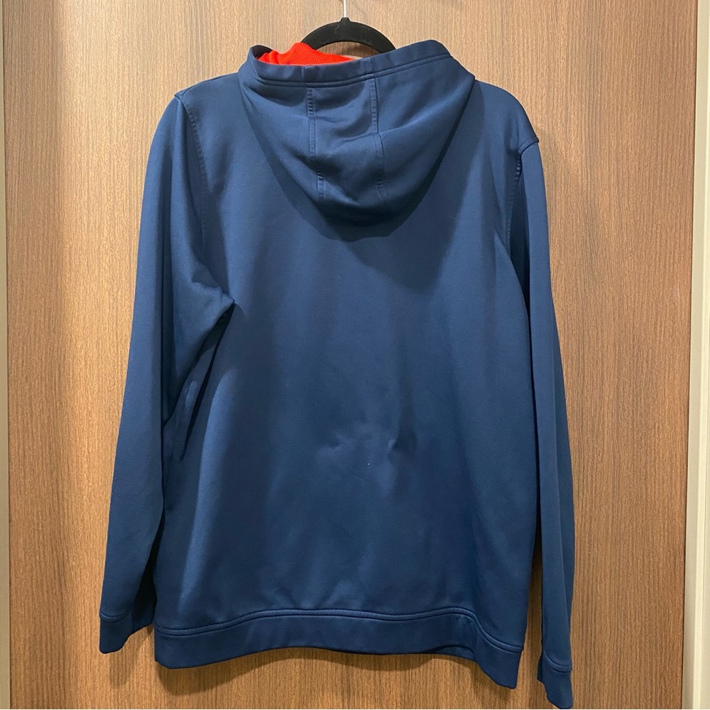 Under Armour Navy Fleece Hoodie Size Large Pullover Sweatshirt Loose Coldgear - Picture 11 of 17